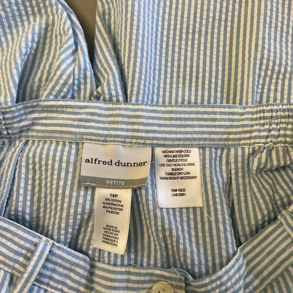 Vtg Alfred Dunner Capri Set Blue/White Stripe Seersucker Grandmacore Size 10P - Picture 13 of 16